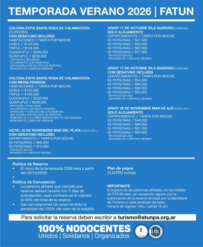 Temporada de Verano 2026 – Tarifas y destinos disponibles