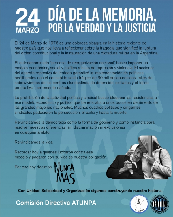 24 de Marzo Día de la Memoria por la Verdad y la Justicia
