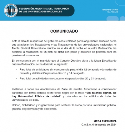 COMUNICADO FATUN 06 DE AGOSTO 2024