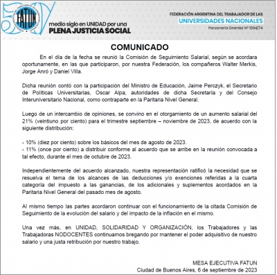 COMUNICADO OFICIAL FATUN | 06 SEPT 2023